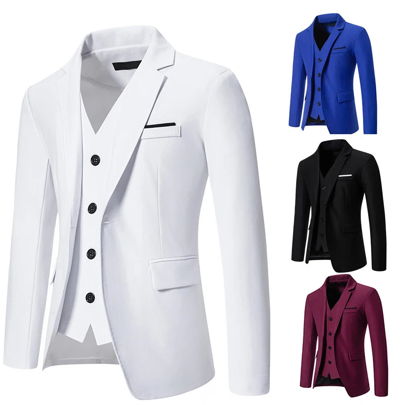 Men's Fashion Gentleman Solid Color Comfortable Business Wedding Casual Banquet Slim Blazer