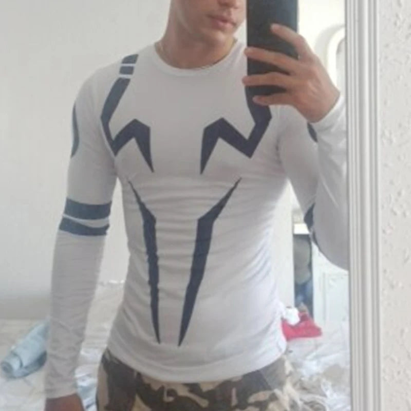 Men's 3D Anime Print Compression Shirt - Long Sleeve Athletic Base Layer