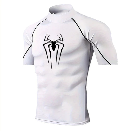 Men's Spider-Print Compression Shirt - Performance Athletic Base Layer