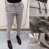 Autumn Winter Striped Woolen Cloth Suit Pants Men Casual Slim Straight Warm Trousers Formal Business Social Office Dress Pants