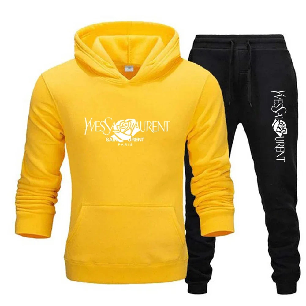 2025 Men's Casual Sports Suit with Hoodie and Sweatpants for Autumn and Winter Outdoor Sports Fashion