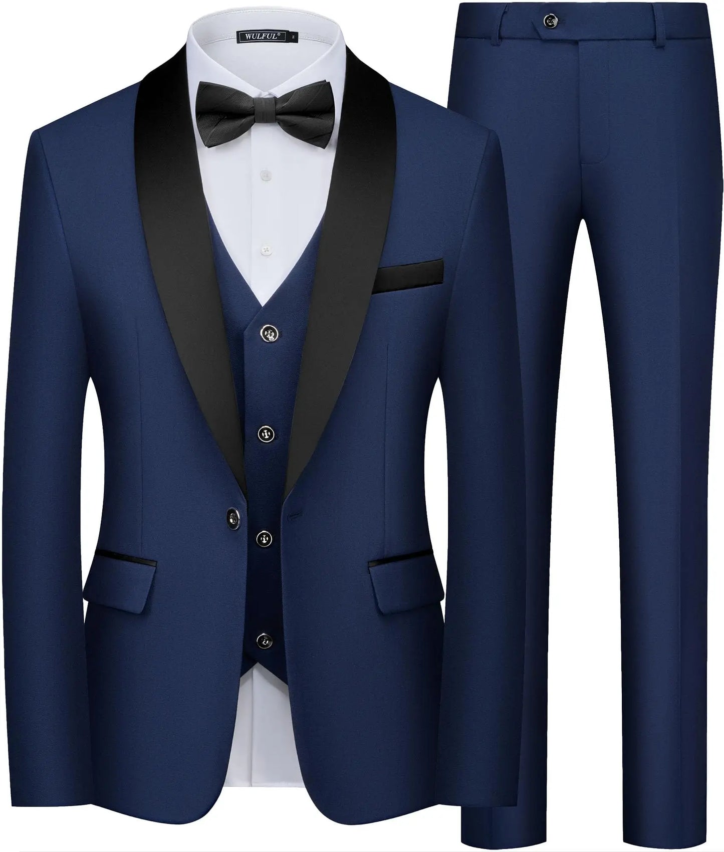 Black Men Suit Autumn Wedding Party Three Pieces Set Large Size Male Blazer Coat Pants and Vest Fashion Slim Fit Suit