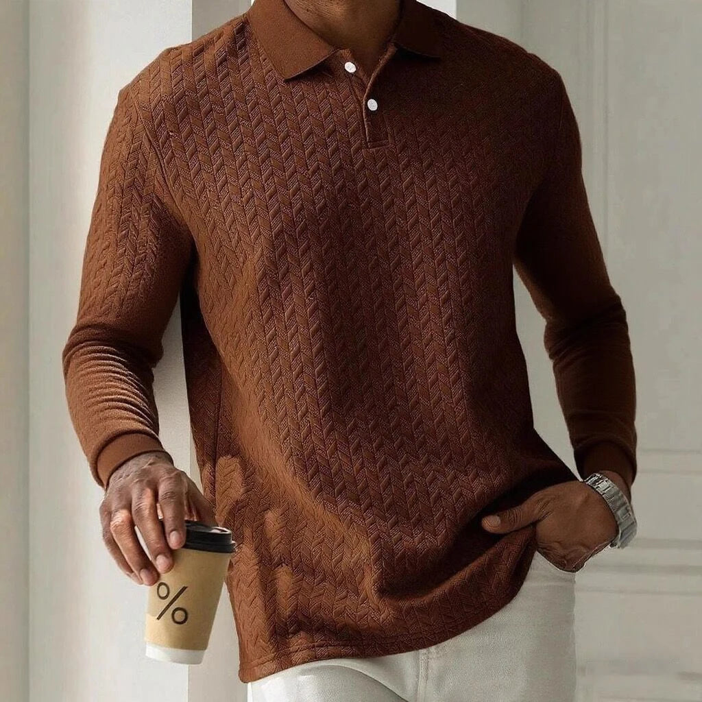 Men's Long Sleeve Business Casual High Quality Polo Shirt