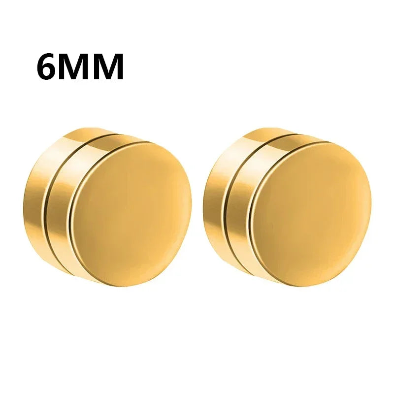 NONECN Crystal Strong Magnetic Ear Stud Clip Earrings - Non Piercing Zircon Punk Round Magnet Jewelry