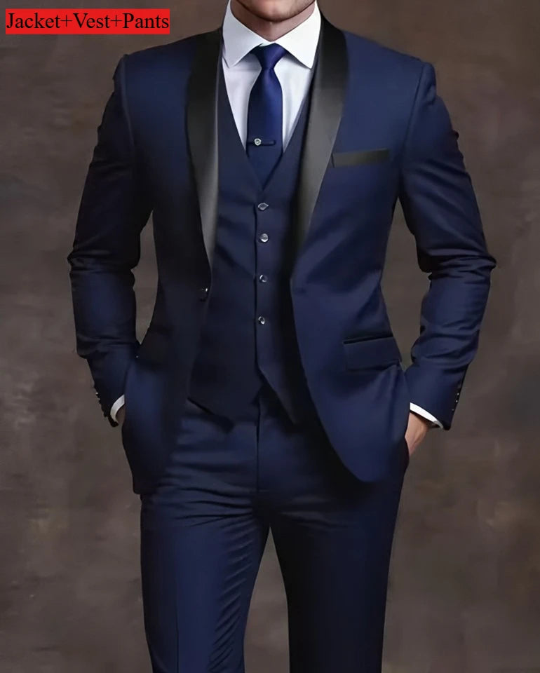 Elegant Men's 3 Piece Suit - Slim Fit Tuxedo Set for Weddings & Formal Occasions