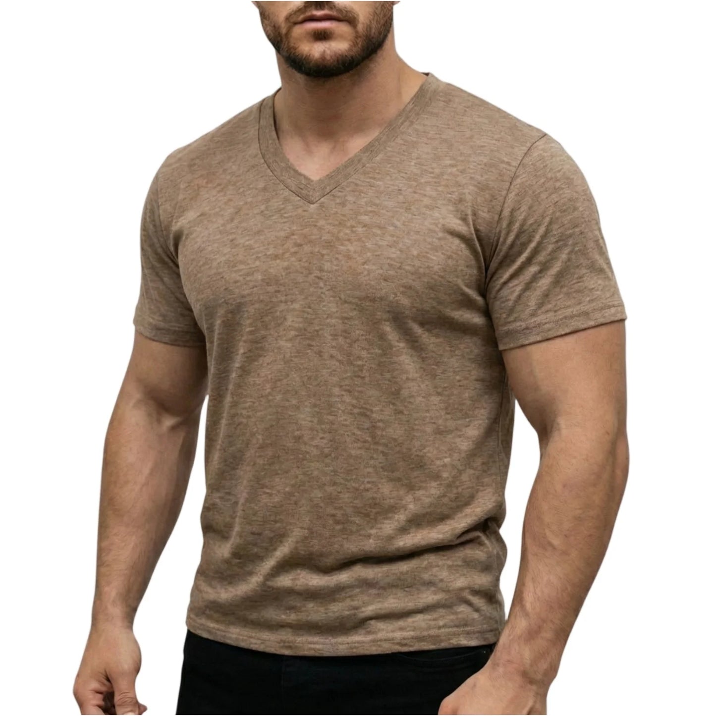 Men's Casual Fashion Simple V-Neck Short Sleeved T-Shirt Summer Comfortable Breathable Versatile Top