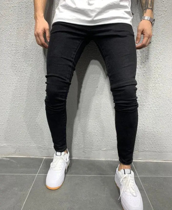 Men's Distressed Stretch Denim Jeans - Slim Fit Casual Pants