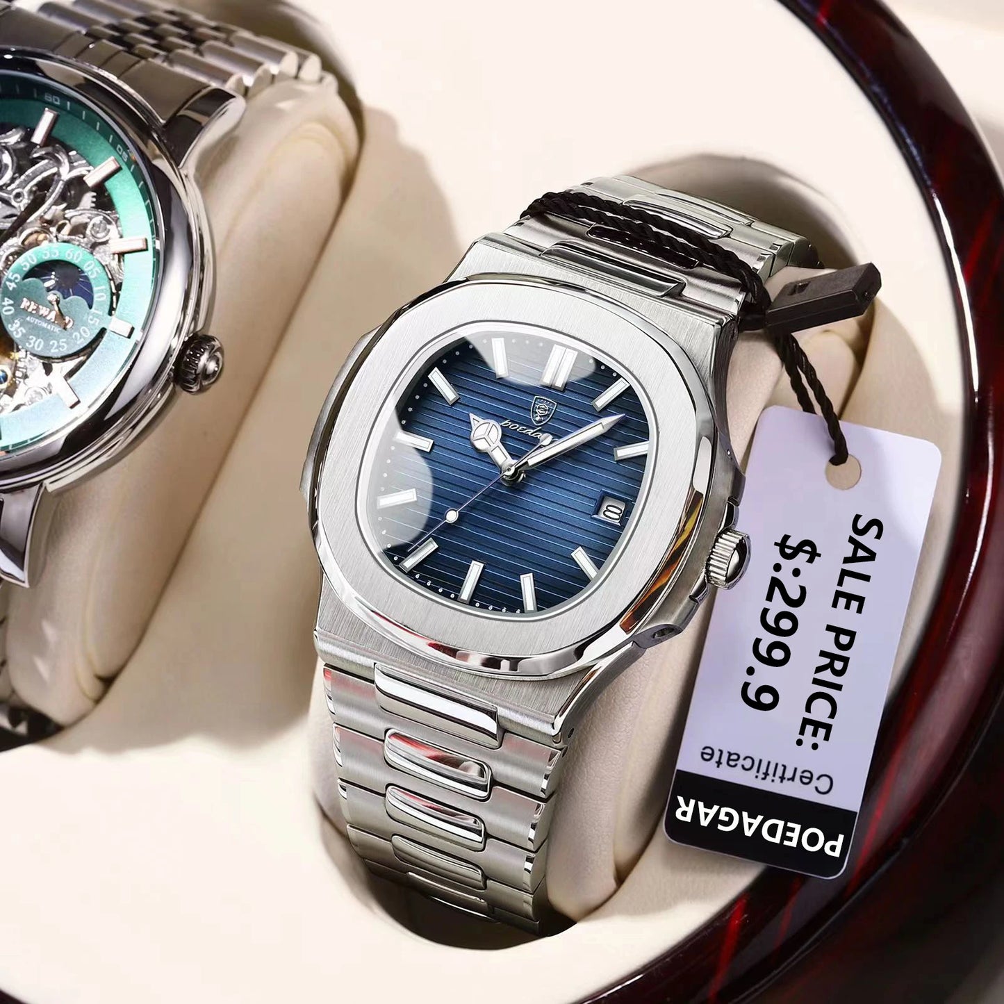 Square Luxury Men's Watch - Waterproof Stainless Steel Quartz Timepiece