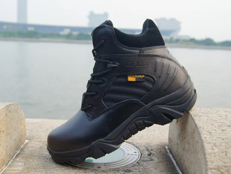 Men's Tactical Combat Boots - Leather Ankle Work Boots