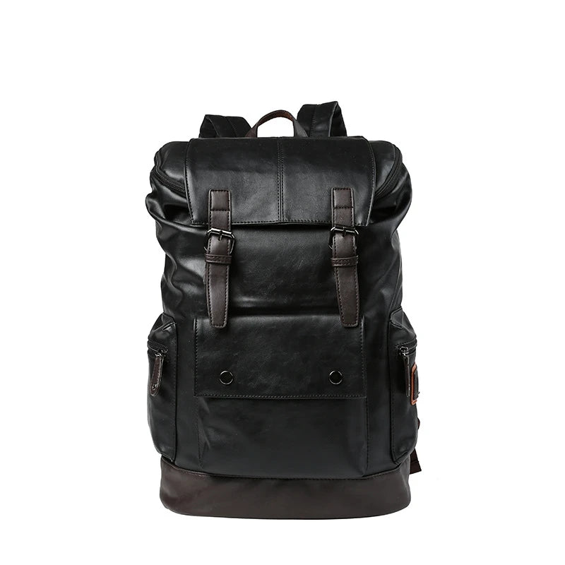 Premium Leather Business Backpack - Large Capacity Travel & Laptop Bag for Men