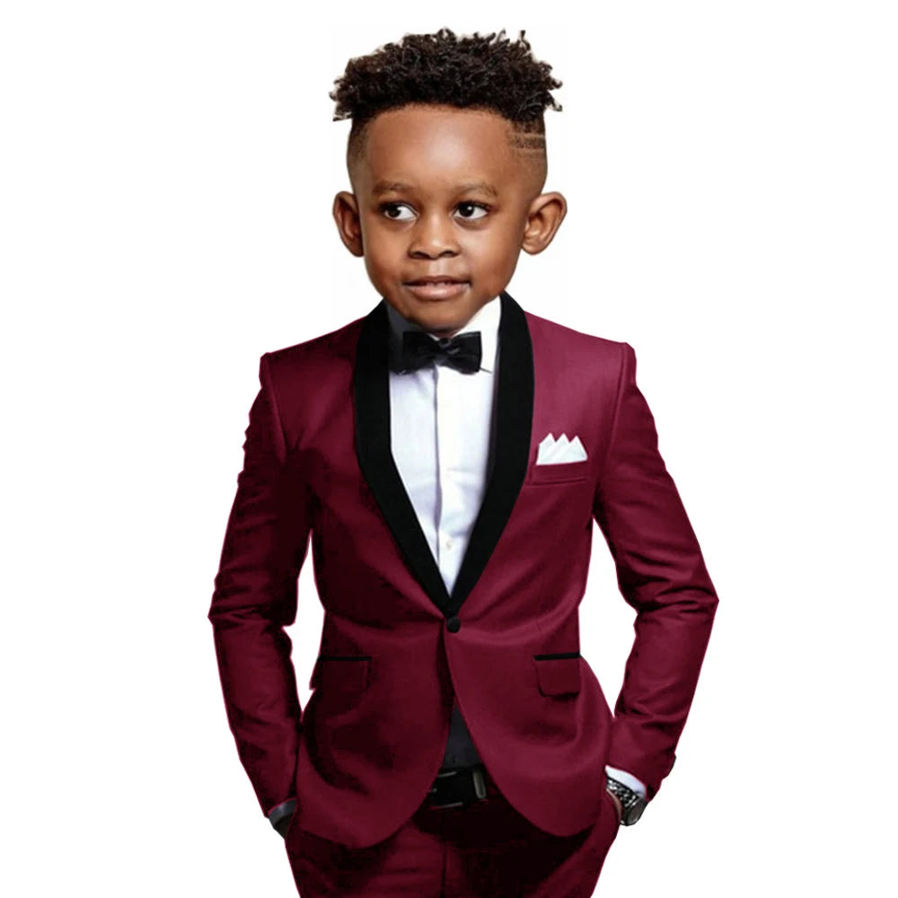 Boys Suit 2-16 Years Old Jacket Pants 2 Piece Set Wedding Tuxedos Kids Formal Party Clothes Customized
