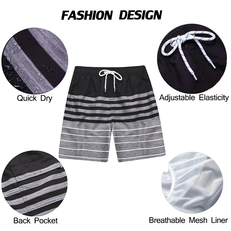 Men's Quick-Dry Beach Shorts with Mesh Lining - Datifer Swimwear