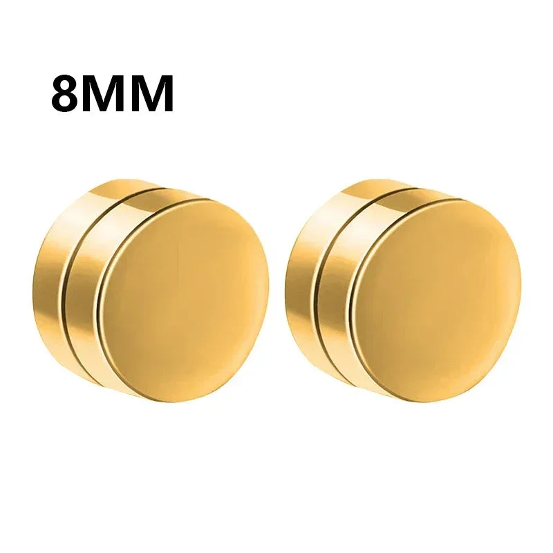 NONECN Crystal Strong Magnetic Ear Stud Clip Earrings - Non Piercing Zircon Punk Round Magnet Jewelry