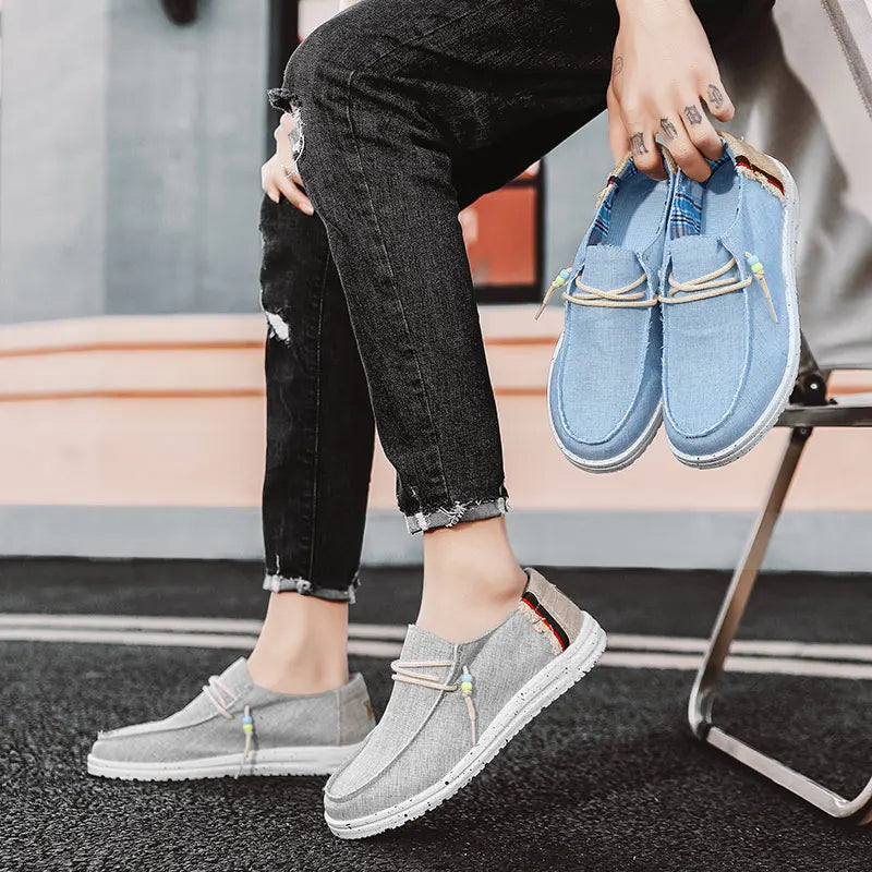 Men's Canvas Boat Shoes - Lightweight Slip-On Loafers