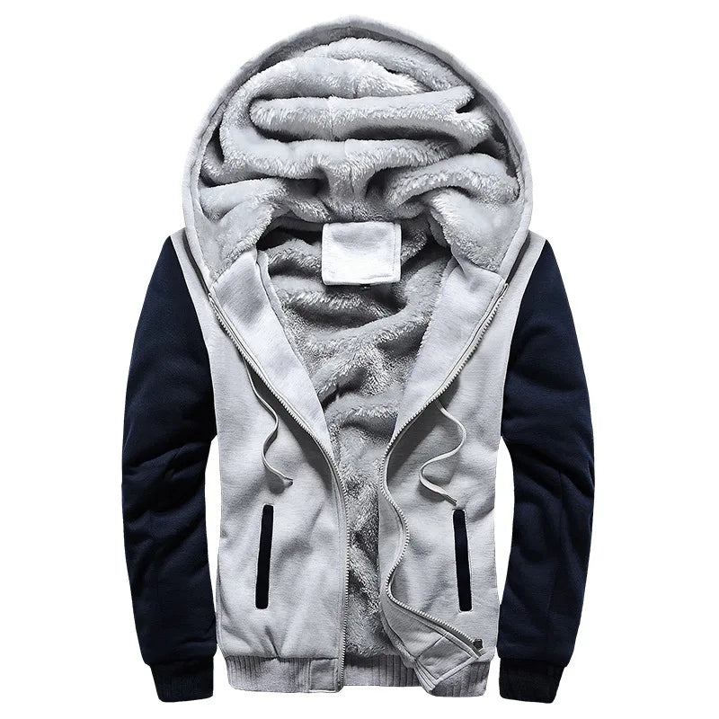 Men's Winter Fleece Hoodie Jacket - Warm Zipper Tracksuit Sweatshirt