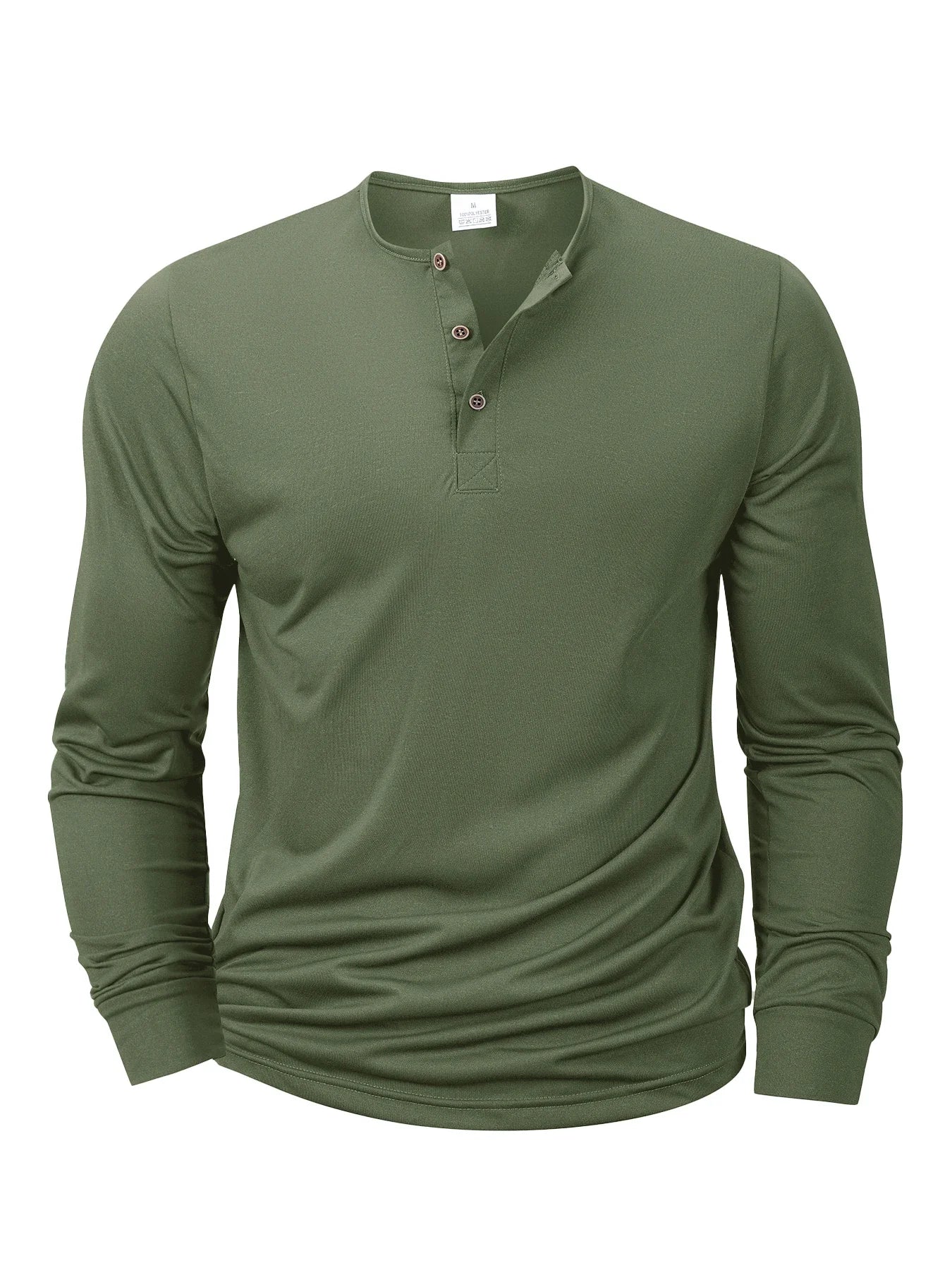Men's Long Sleeve Henley Neck T-Shirt Slim Fit Cozy Top