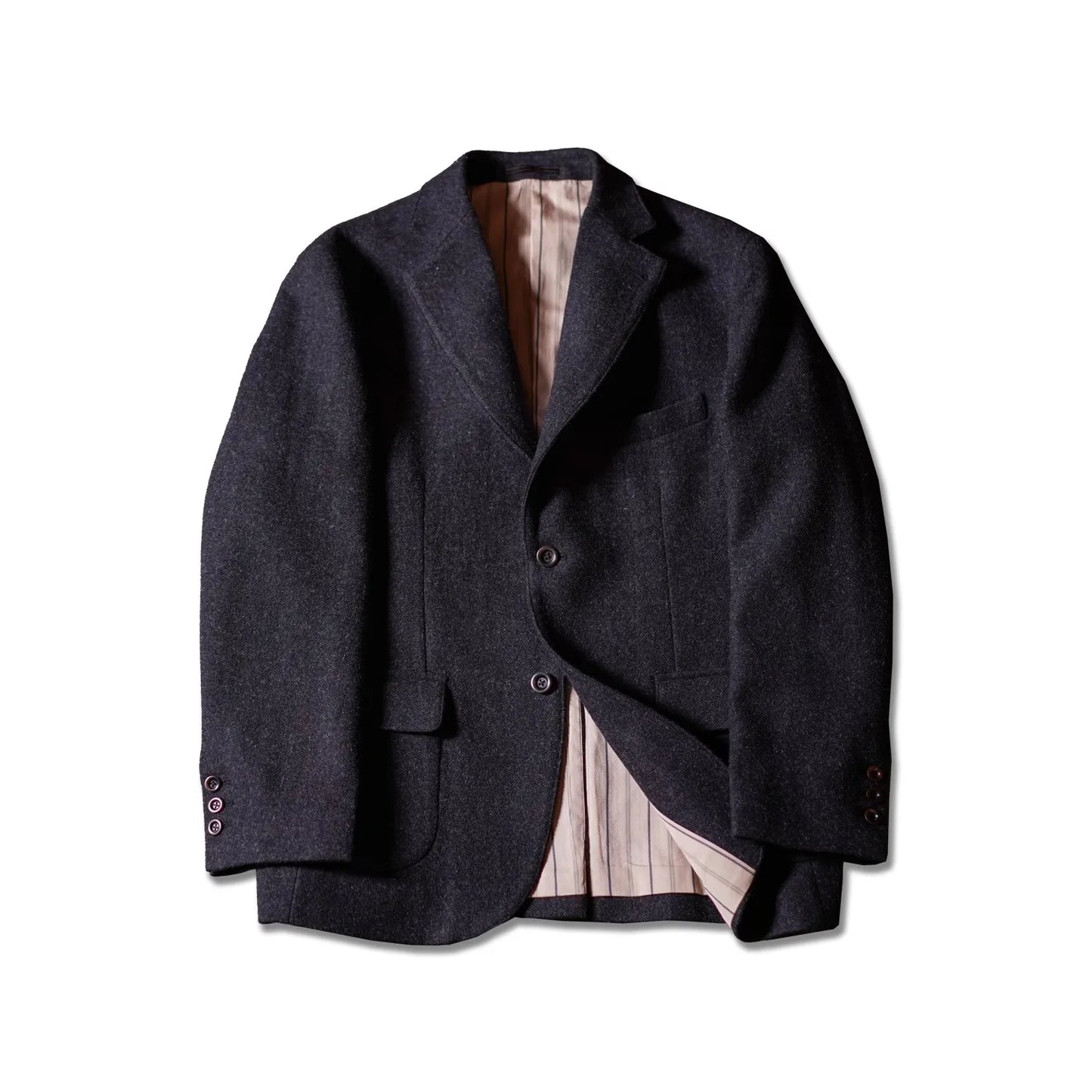 Retro Black Tweed Suit Wool Casual Blazer for Men