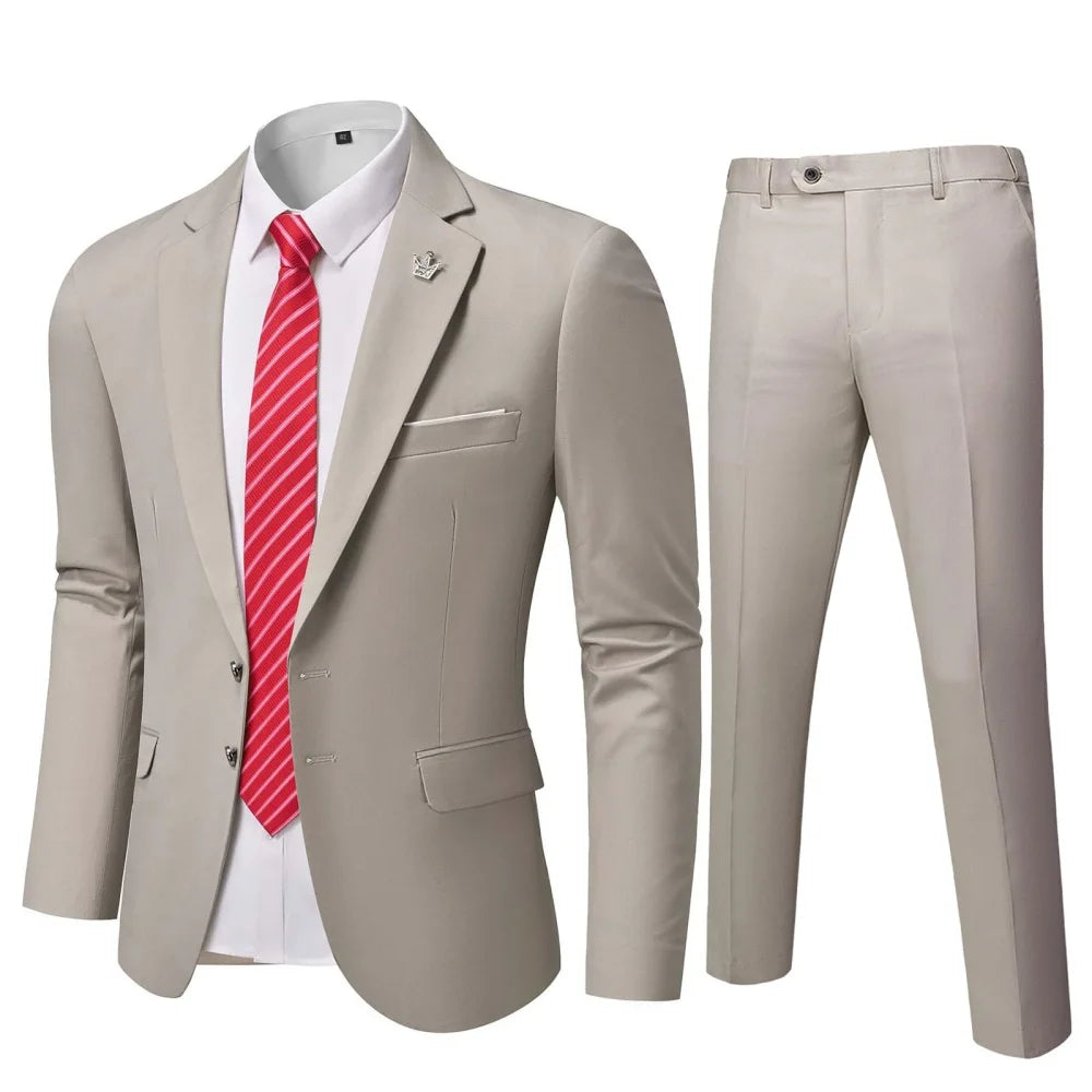 Elegant Men's Formal Suit with Xale Lapel for Parties Black Brown Green