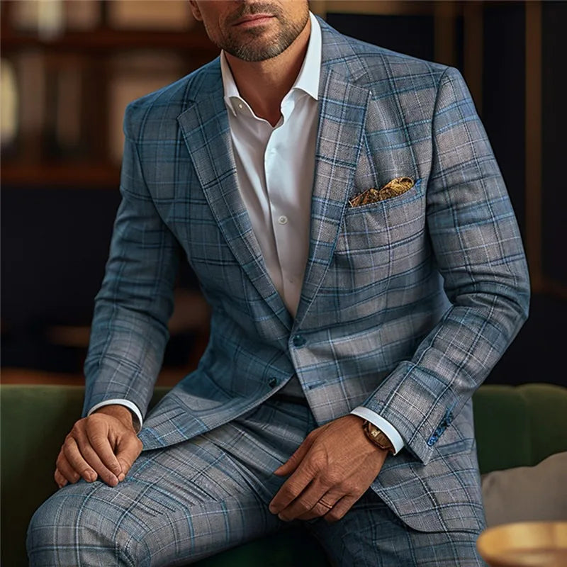 Men Blazers Coat Suits Office 2025 Autumn Outerwear Double Buttons Turn Down Collar Pockets Business Casual Blazer Suit Jacket