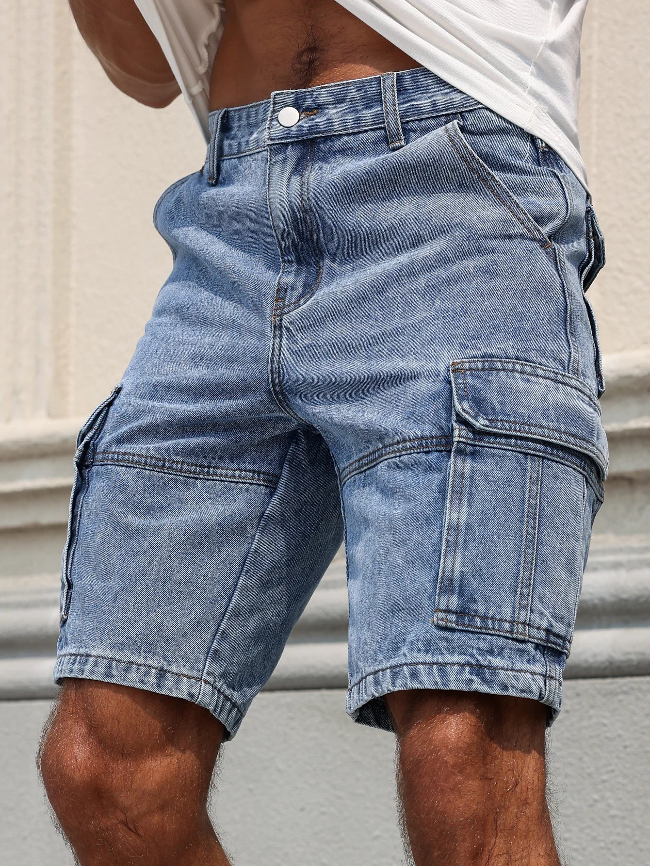 Men's Blue Denim Cargo Shorts