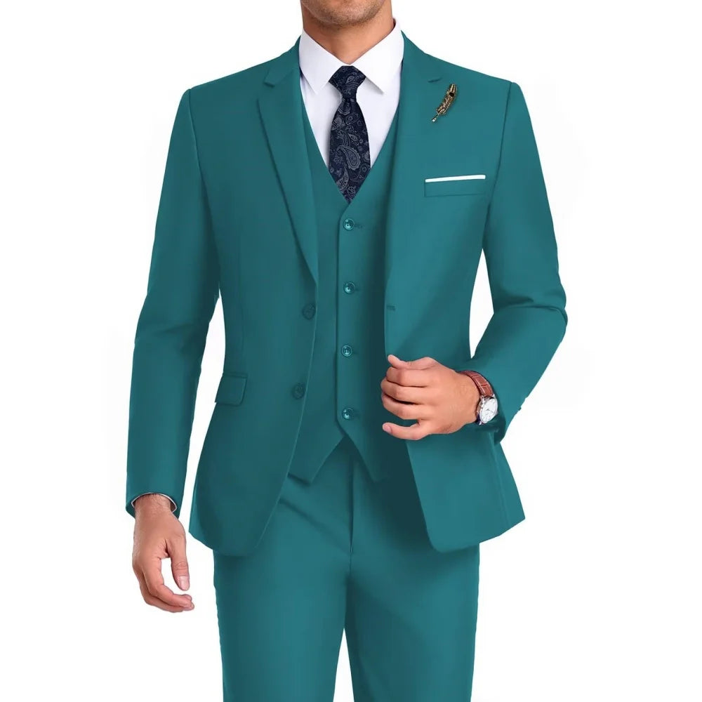 High-Quality Slim Fit Men's Suit Luxury Elegant Business Wedding Fashion Clothing