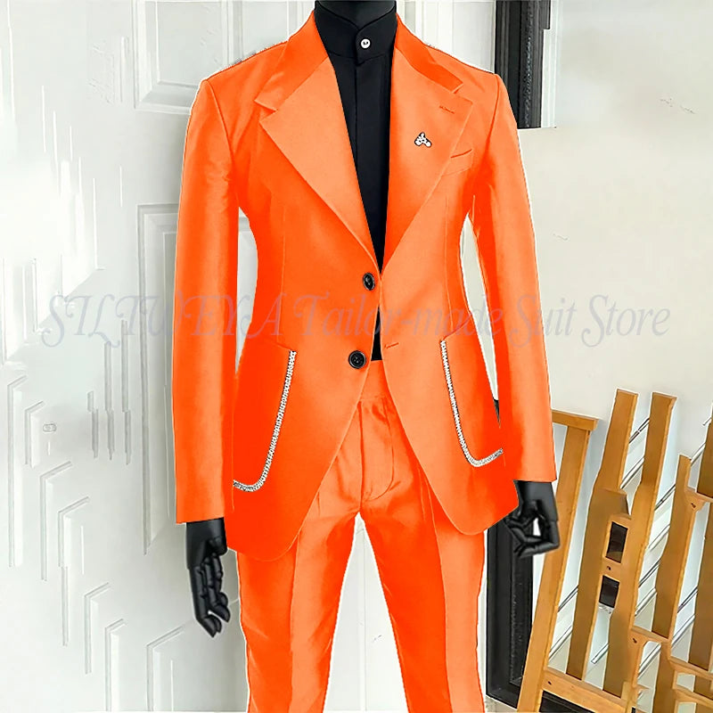 Men's 2 Piece Suit Blazer Pants Single Breasted Daily Work Business Casual Party Traje De Hombre Elegante