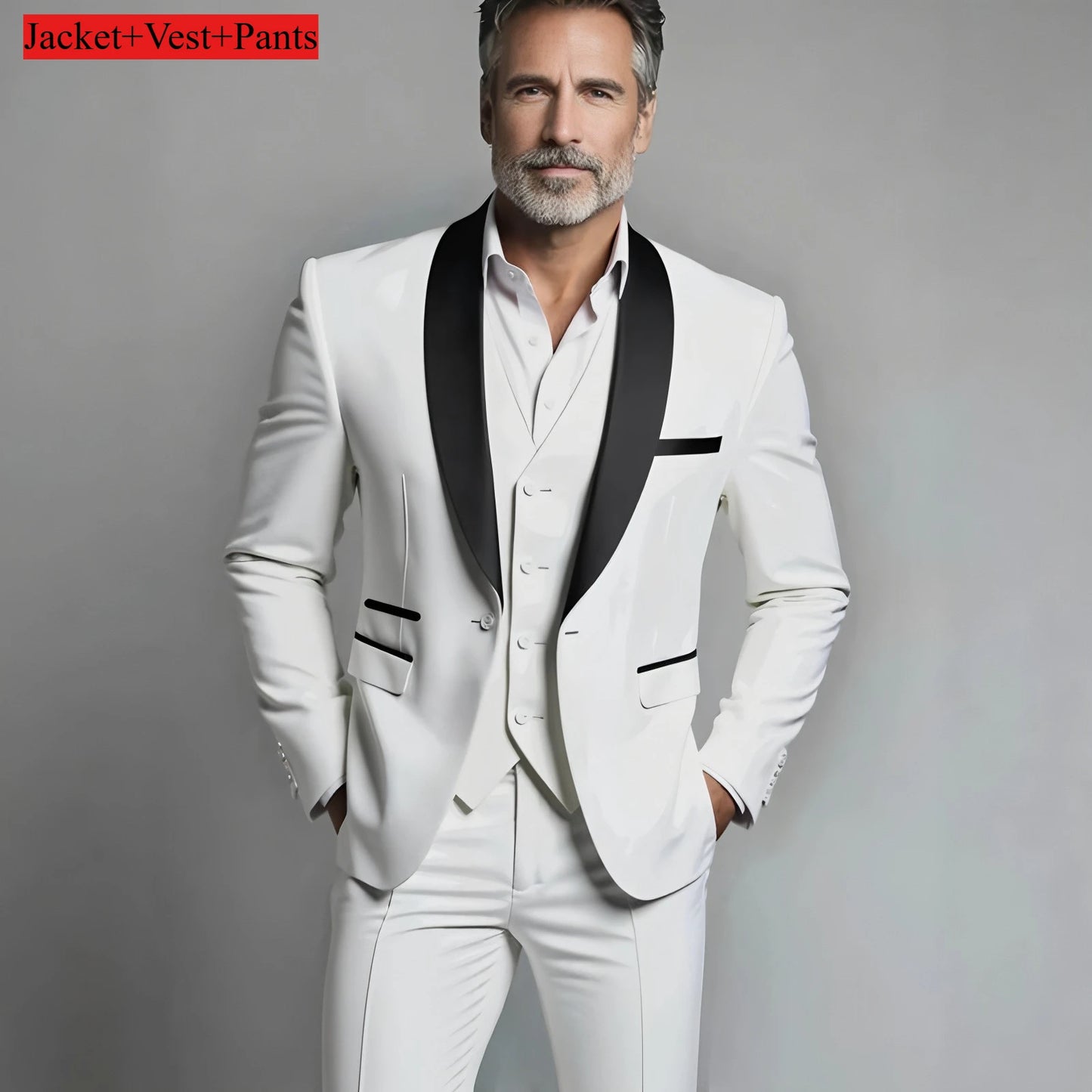Elegant Men's 3 Piece Suit - Slim Fit Tuxedo Set for Weddings & Formal Occasions