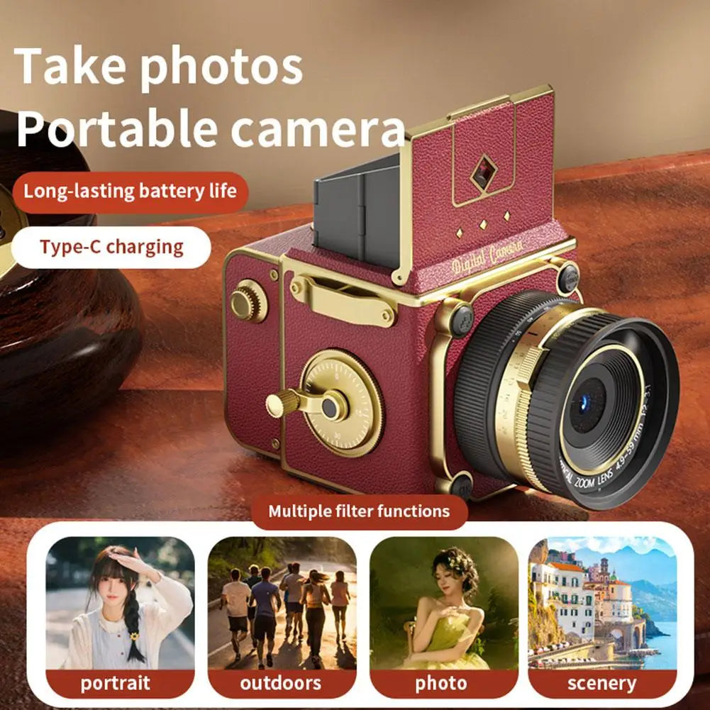 High Definition Retro Portable CCD Camera Analog Dual Lens Reflex Digital Camera Atmospheric Display Film