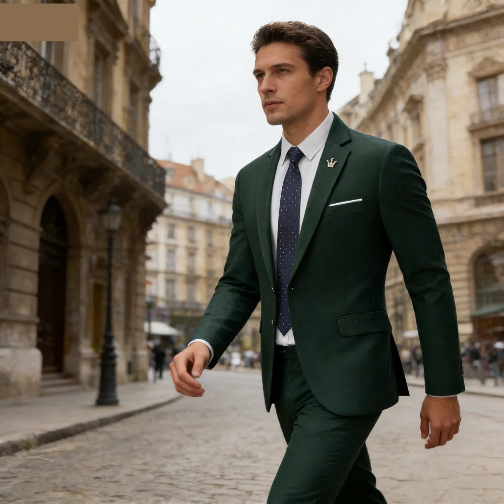 Elegant Men's Formal Suit with Xale Lapel for Parties Black Brown Green