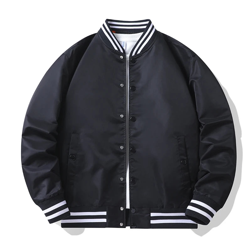 Generic Mens Spring And Fall Varsity Jacket - Windproof Waterproof Solid Color Korean Fashion Loose Fit Bomber