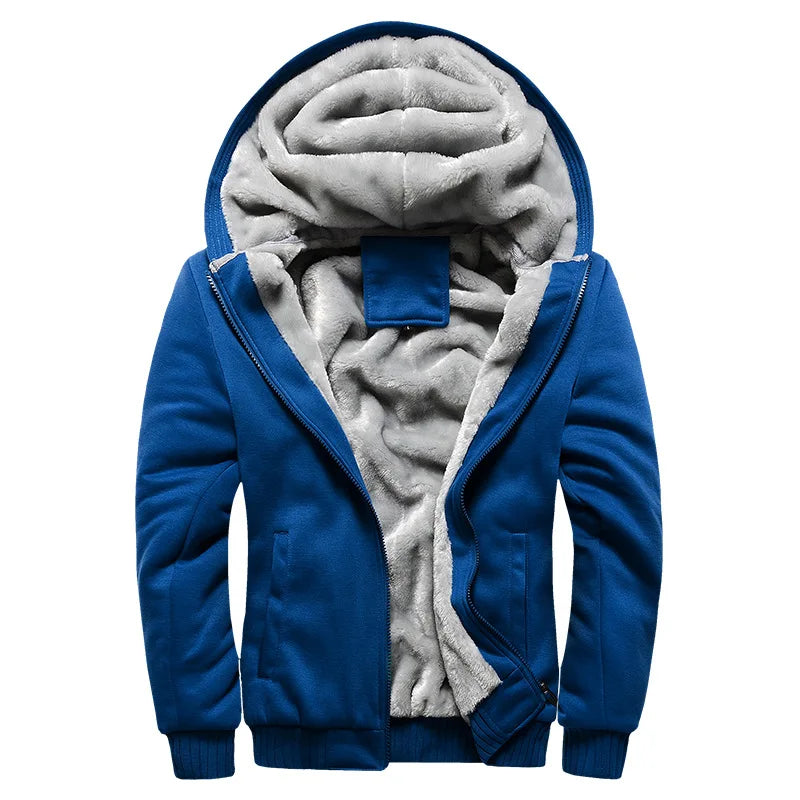 Men's Winter Fleece Hoodie Jacket - Warm Zipper Tracksuit Sweatshirt
