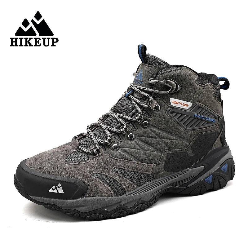 Men's High-Top Hiking Boots - Leather Outdoor Trekking Shoes for Winter