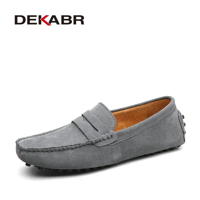 Men's Genuine Leather Loafers - Slip-On Casual Driving Shoes