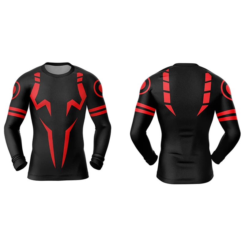 Men's 3D Anime Print Compression Shirt - Long Sleeve Athletic Base Layer