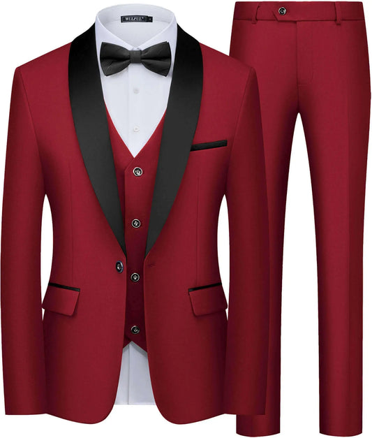 Black Men Suit Autumn Wedding Party Three Pieces Set Large Size Male Blazer Coat Pants and Vest Fashion Slim Fit Suit