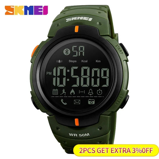 SKMEI 1301 Men's Smart Digital Watch - 5 Bar Waterproof Bluetooth Fitness Tracker