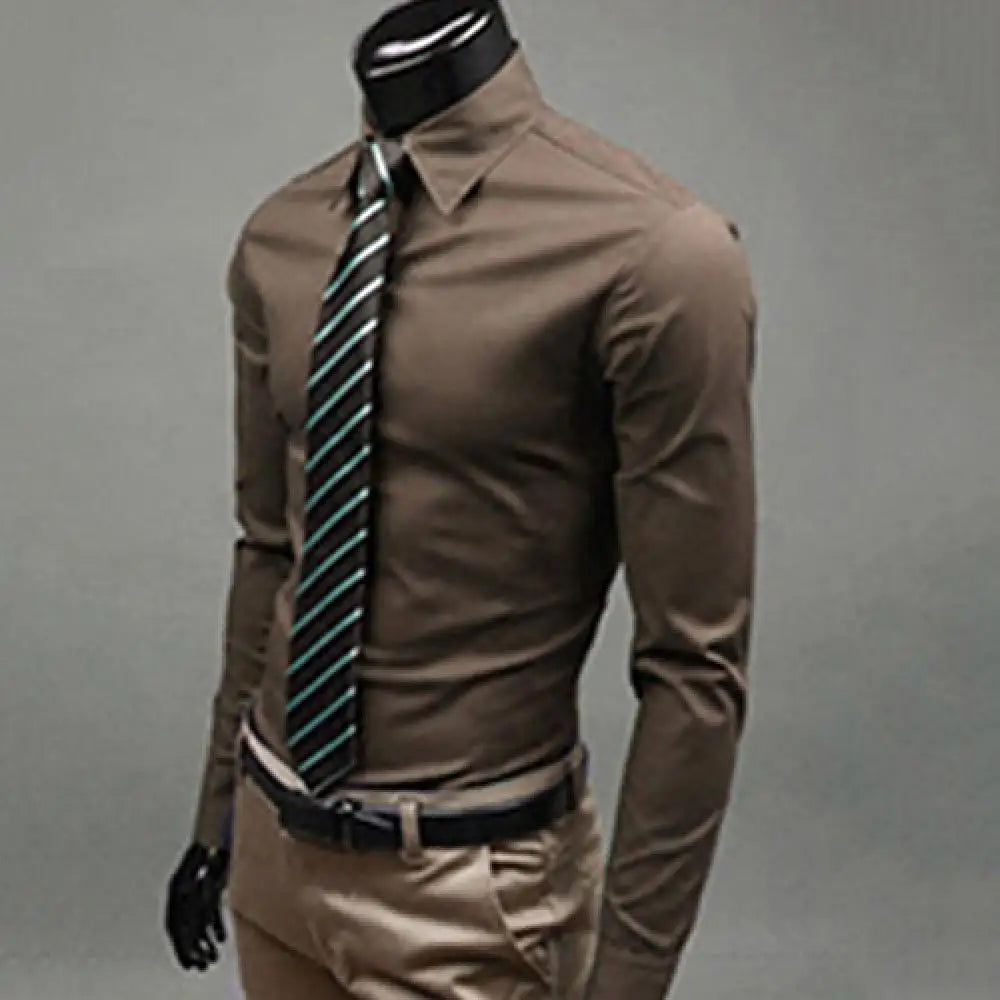 Men's Long Sleeve Business Casual Lapel Breathable Buttons Down Formal Korean Version Slim Fit Shirts