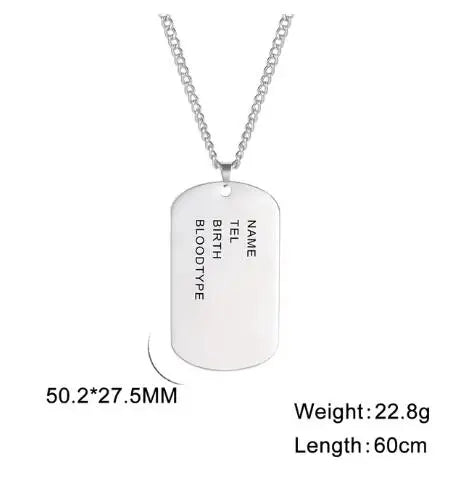 ZHHBEIFYCN Custom Military Army Dog Tag Necklace Stainless Steel Personal Name Chain - Engraved Identity For Soldiers