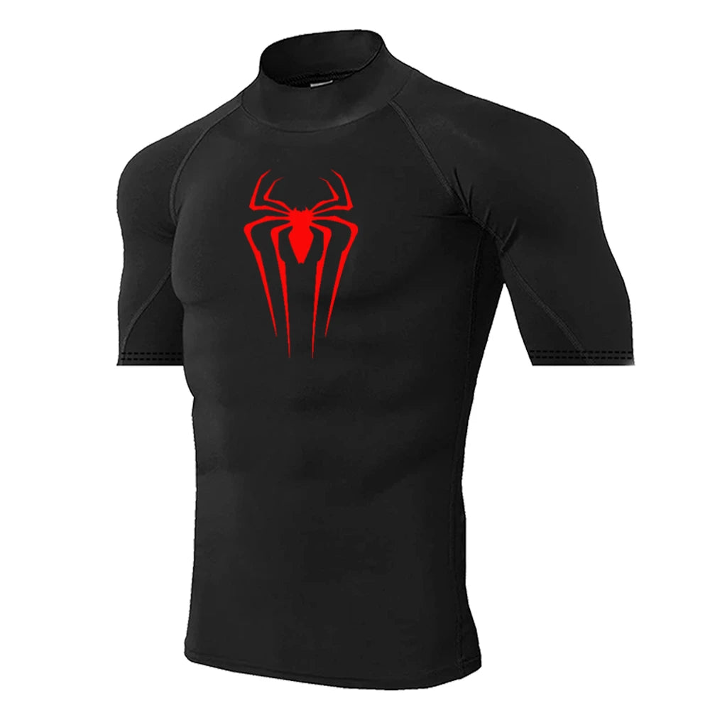 Men's Spider-Print Compression Shirt - Performance Athletic Base Layer
