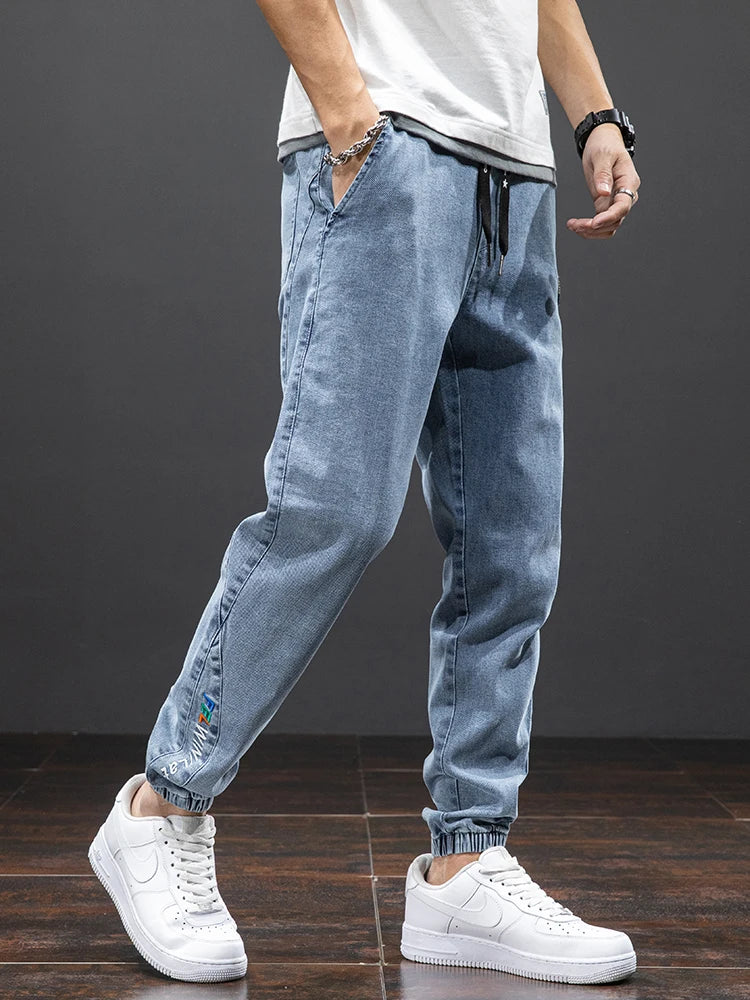 Men's Cargo Denim Joggers - Streetwear Harem Pants