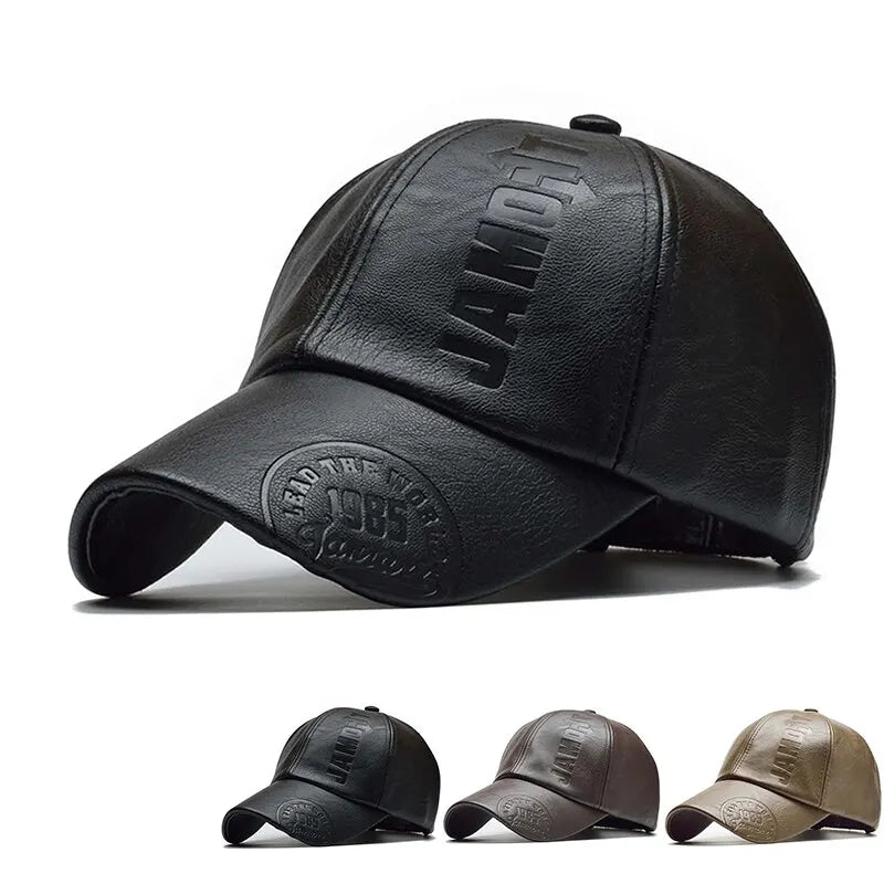 Pu Leathe Letter Printing Baseball Cap - Adjustable Outdoor Sunscreen Casual Hat for All Seasons