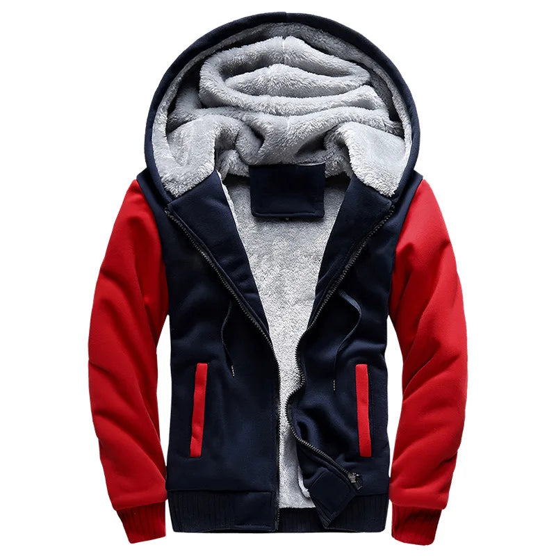 Men's Winter Fleece Hoodie Jacket - Warm Zipper Tracksuit Sweatshirt