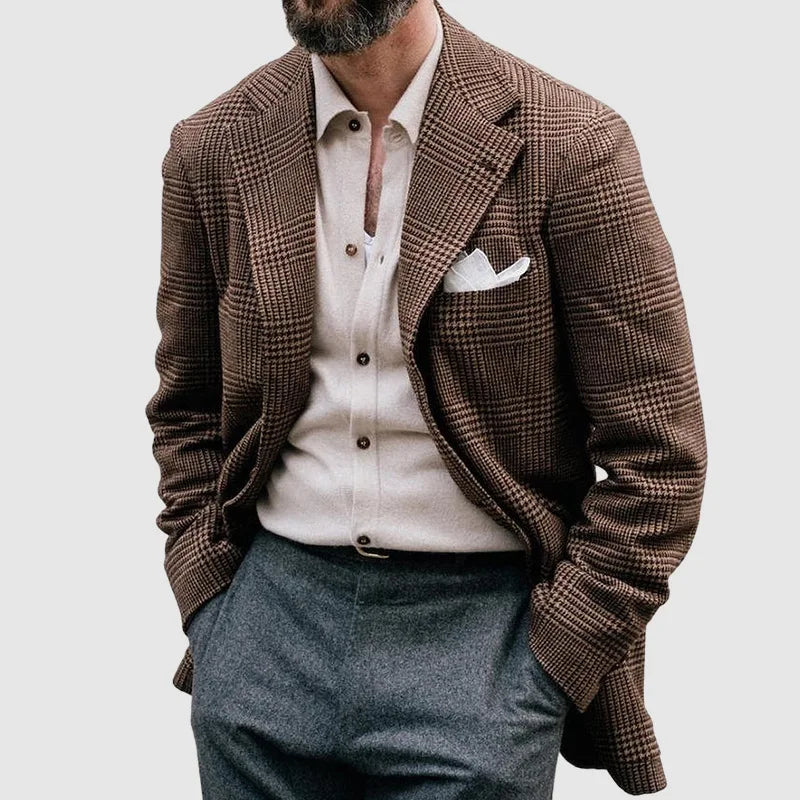 Men Blazers Coat Suits Office 2025 Autumn Outerwear Double Buttons Turn Down Collar Pockets Business Casual Blazer Suit Jacket