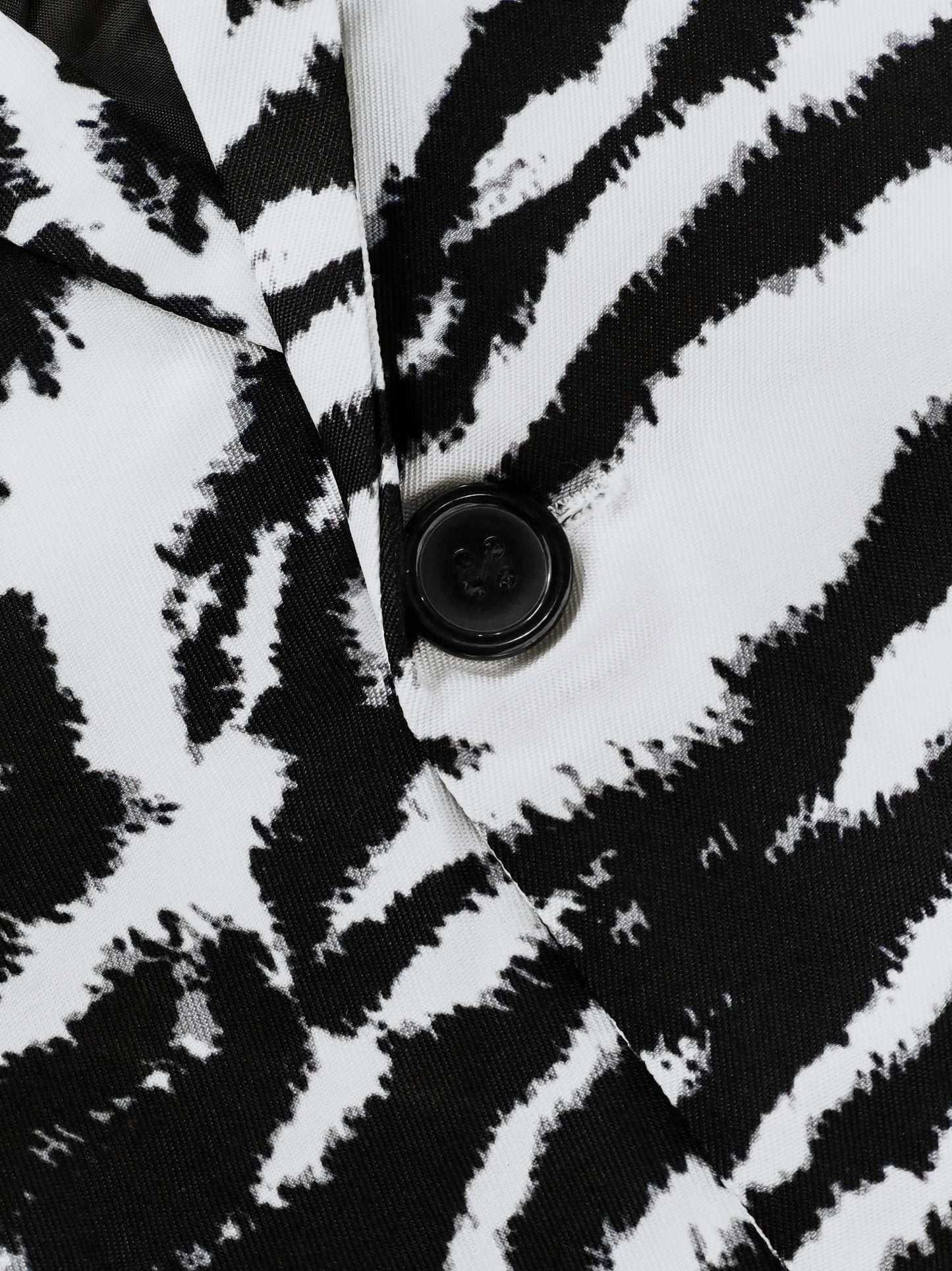 Men's Casual Printed Black and White Striped Stylish Slim-Fit Suit Jacket, Long-Sleeved Single-Button Suit