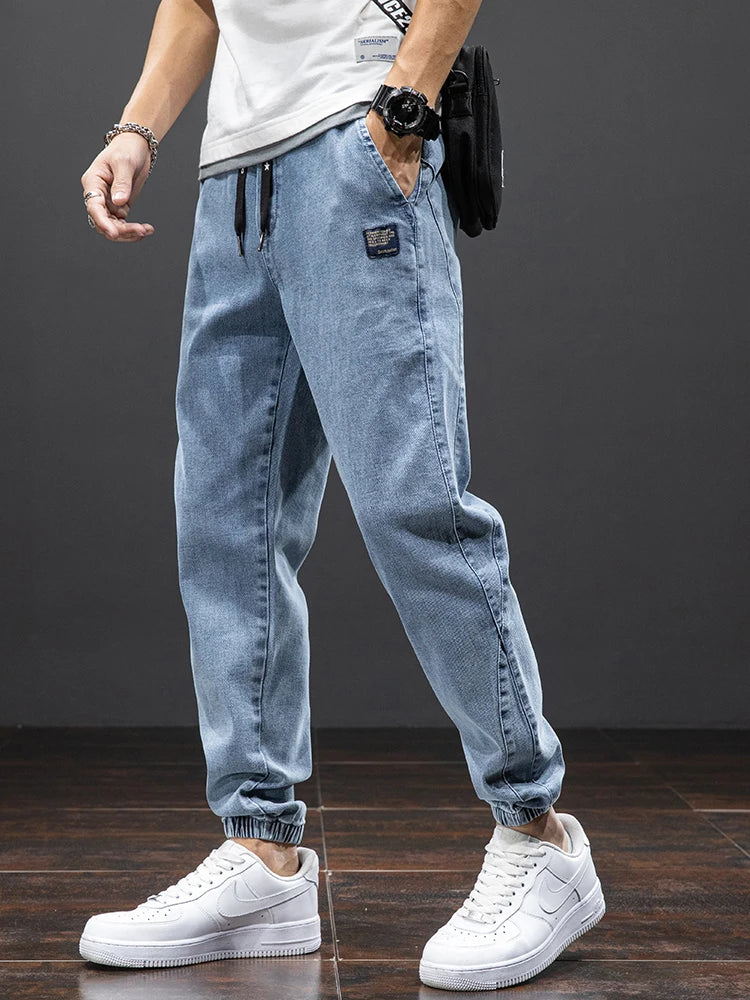 Men's Cargo Denim Joggers - Streetwear Harem Pants