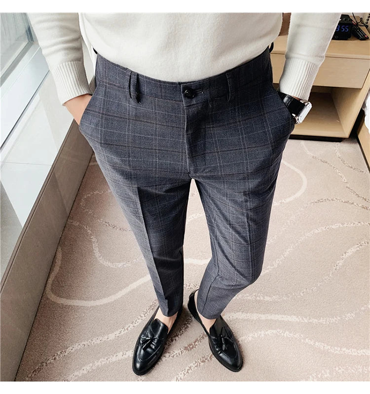 Men Business Casual Slim Formal Suit Pants