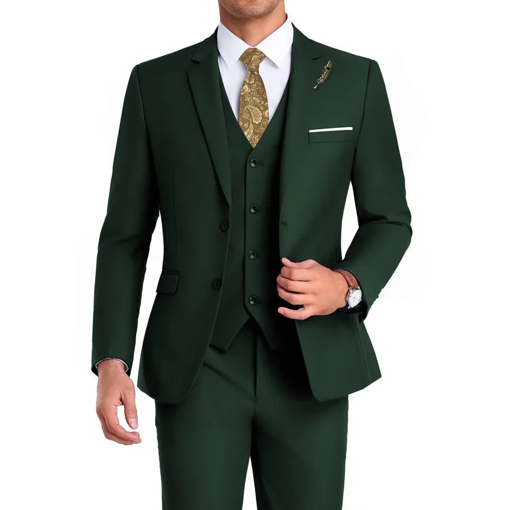 High-Quality Slim Fit Men's Suit Luxury Elegant Business Wedding Fashion Clothing
