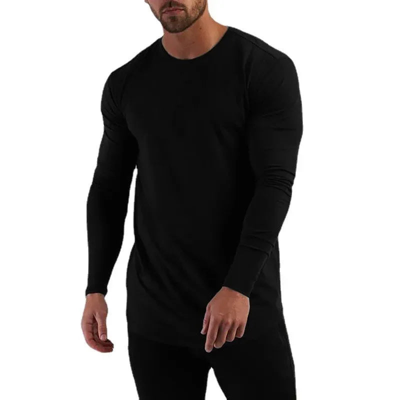 Men's Long Sleeve Performance T-Shirt - Breathable Cotton Gym & Fitness Wear