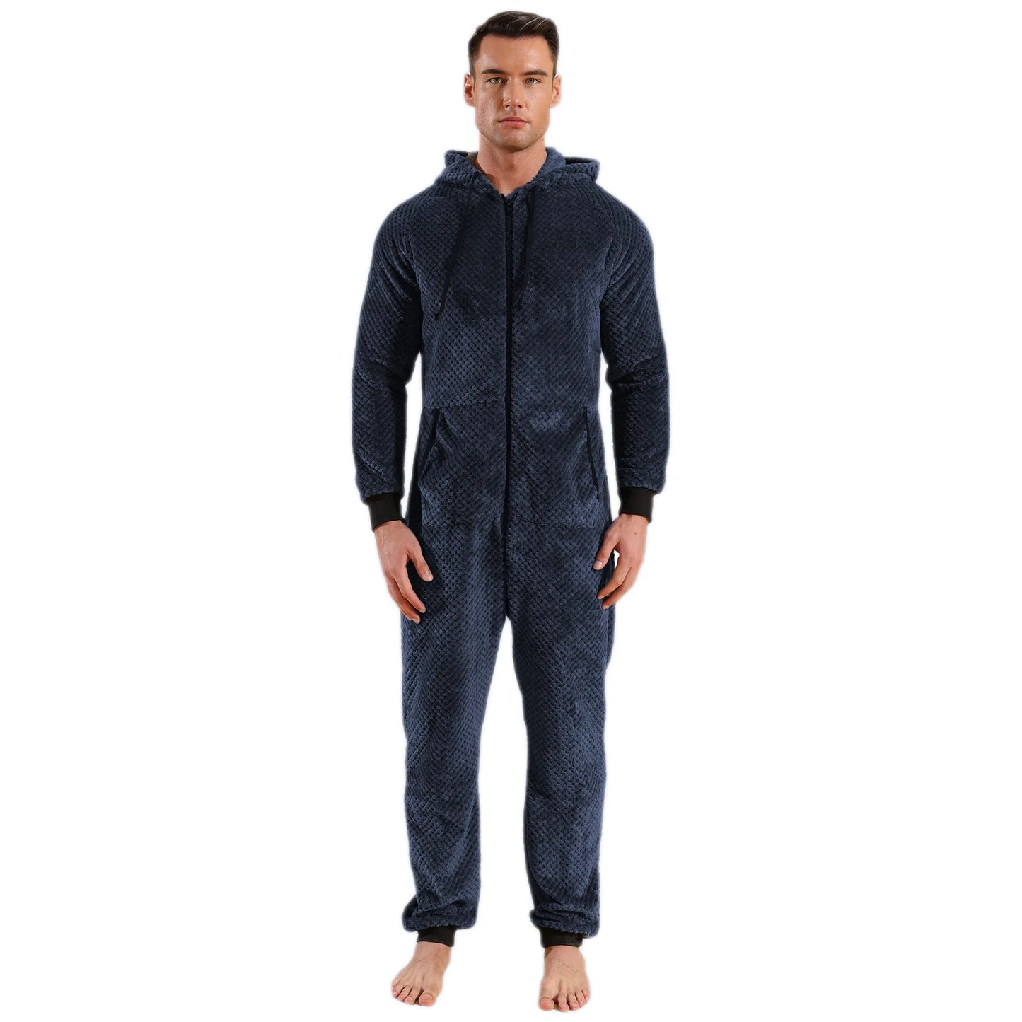 Men's Hooded Fleece Onesie - Camouflage Winter Jumpsuit