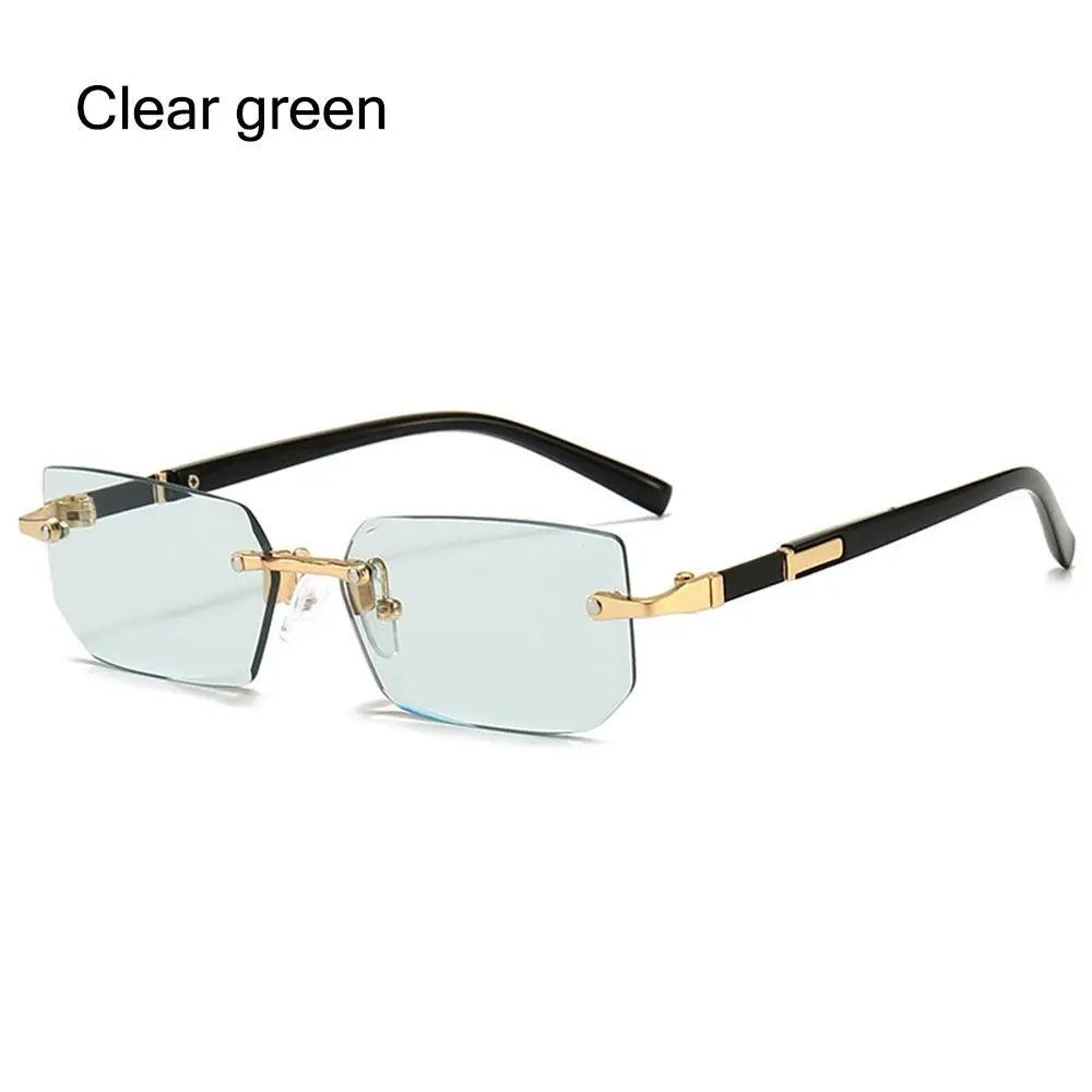 Frameless Rectangle Sunglasses - UV400 Protection Retro Eyewear